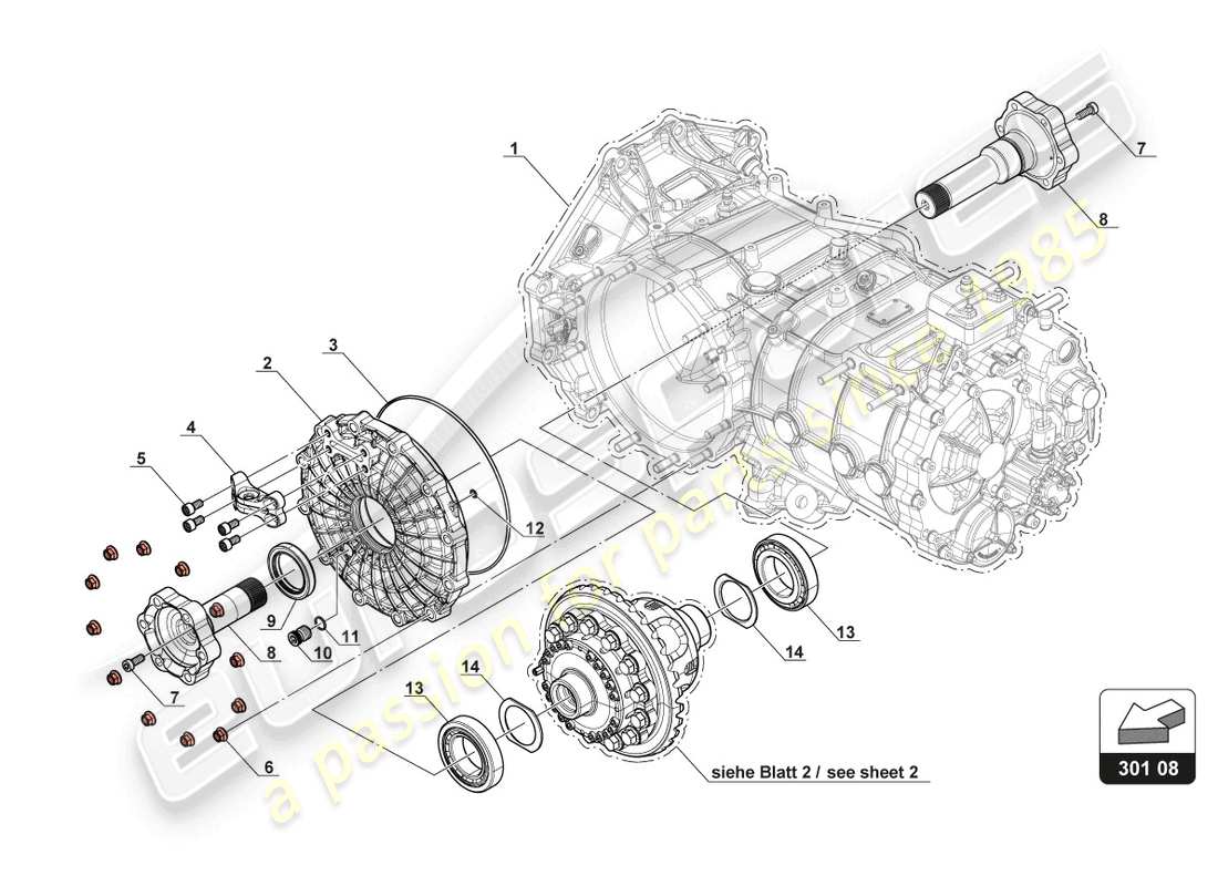 lamborghini gt3 (2017) différentiel à glissement schéma des pièces
