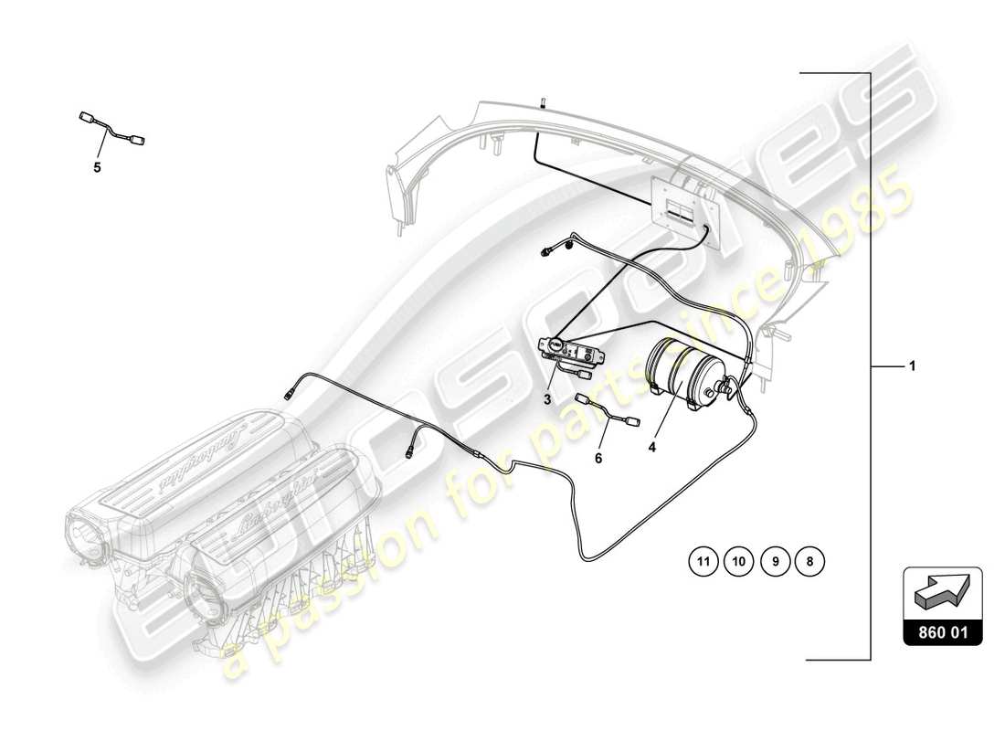 lamborghini super trofeo evo 2 (2022) schéma des pièces d'un extincteur