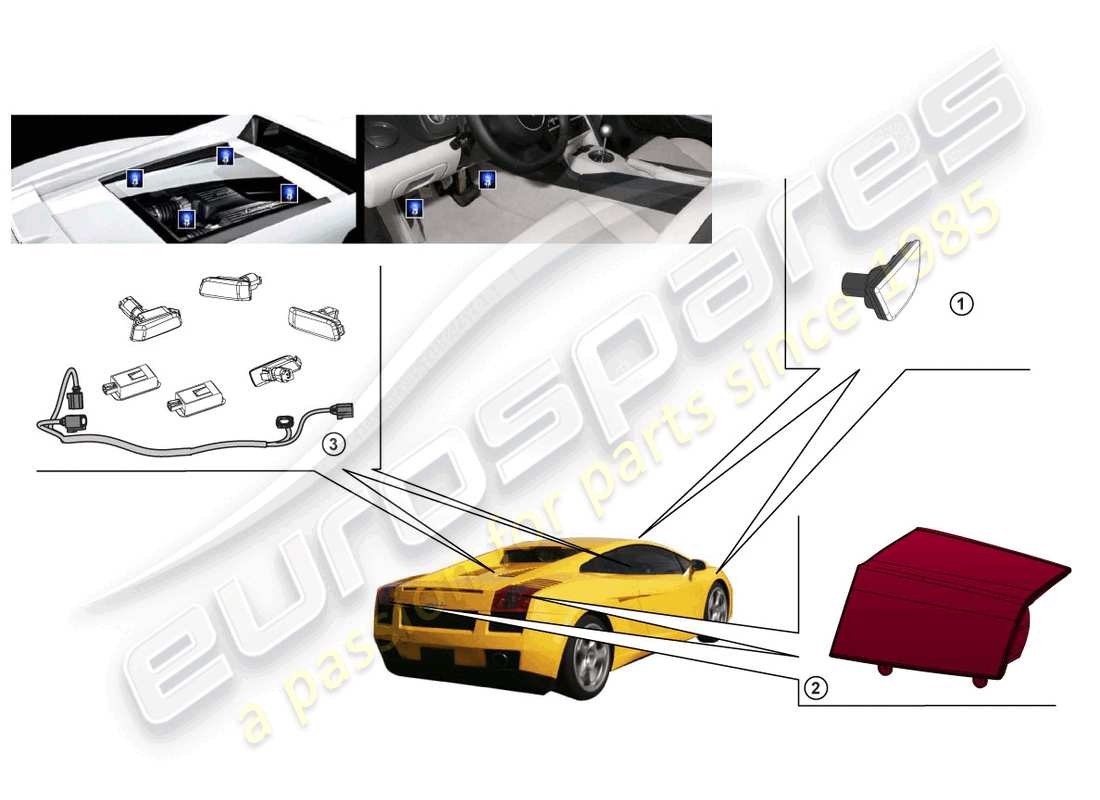 lamborghini gallardo spyder (accessories) éclairage schéma des pièces