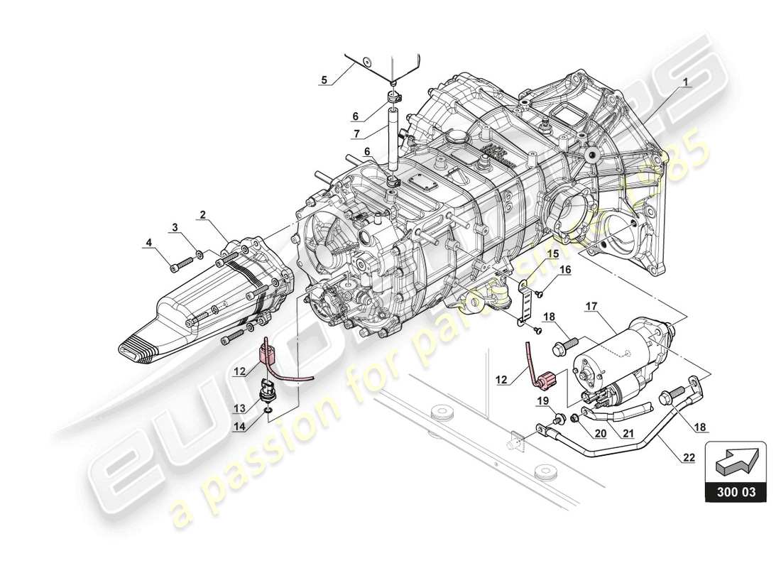 lamborghini 2018 (gt3 evo) capteur de pression d'huile de boîte de vitesses et démarreur schéma des pièces