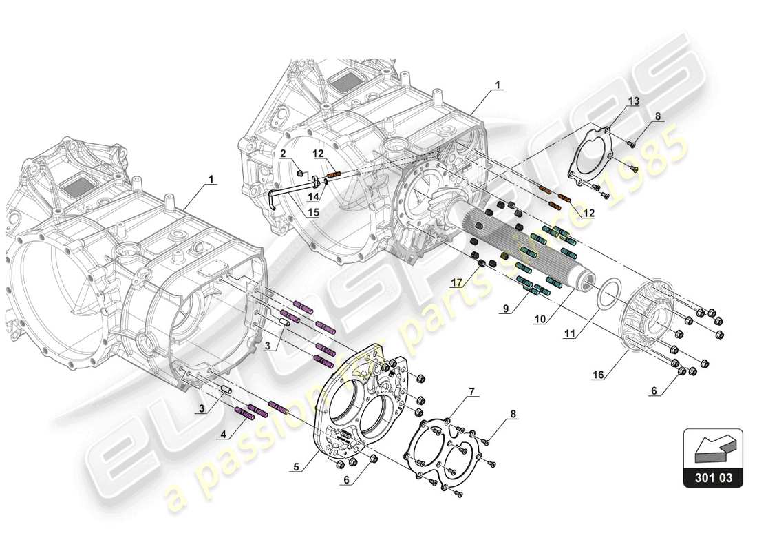 lamborghini gt3 (2017) carter de transmission schéma des pièces