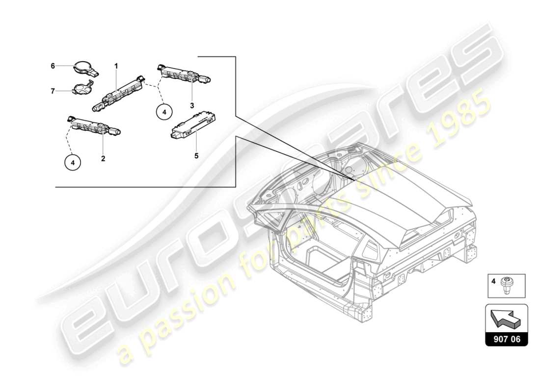 lamborghini ultimae roadster (2022) aérien schéma des pièces