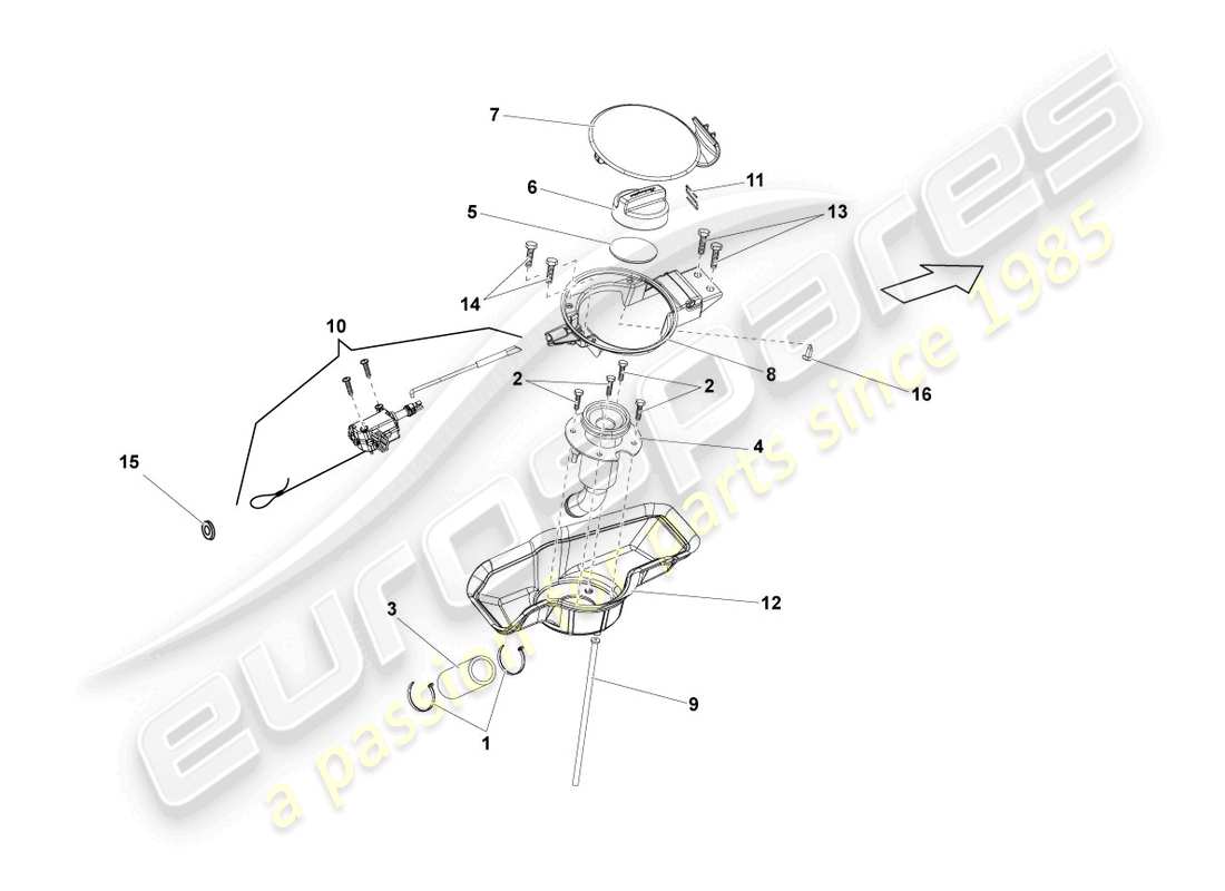 lamborghini lp560-4 spider (2014) trappe de remplissage de carburant schéma des pièces
