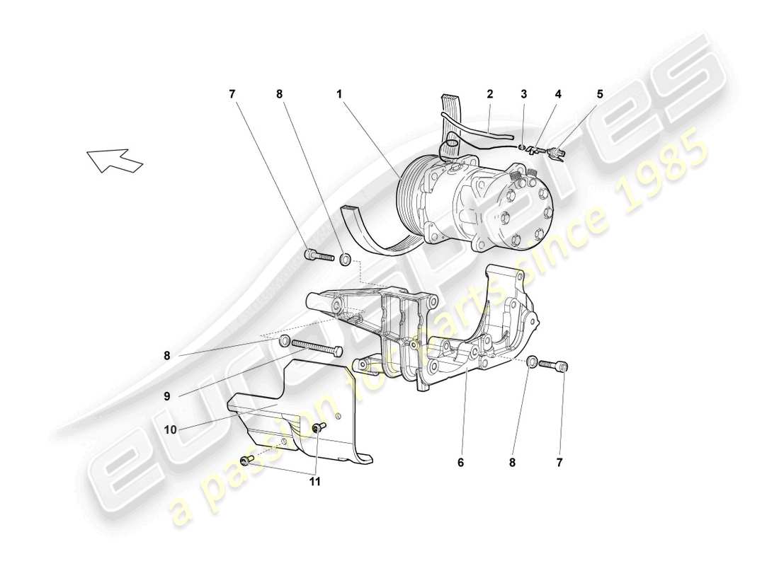 lamborghini lp640 roadster (2007) diagramme des pièces du compresseur de climatisation