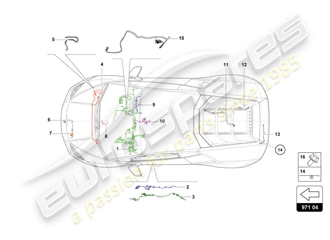 lamborghini 2024 (tecnica) câblage schéma des pièces