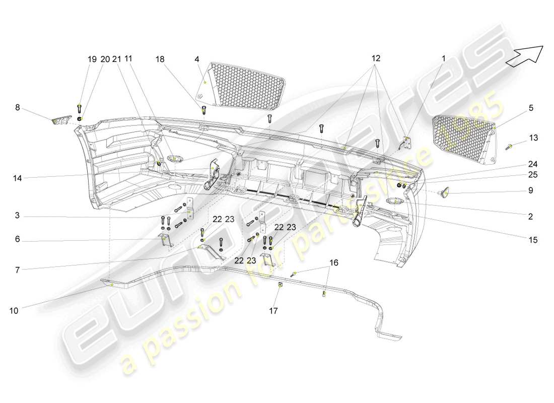 lamborghini gallardo coupe (2008) pare-chocs avant schéma des pièces