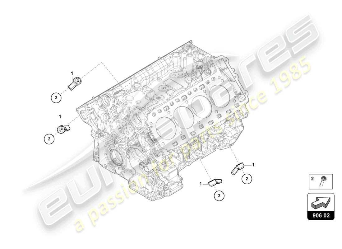 lamborghini urus (2022) diagramme des pièces du capteur de choc
