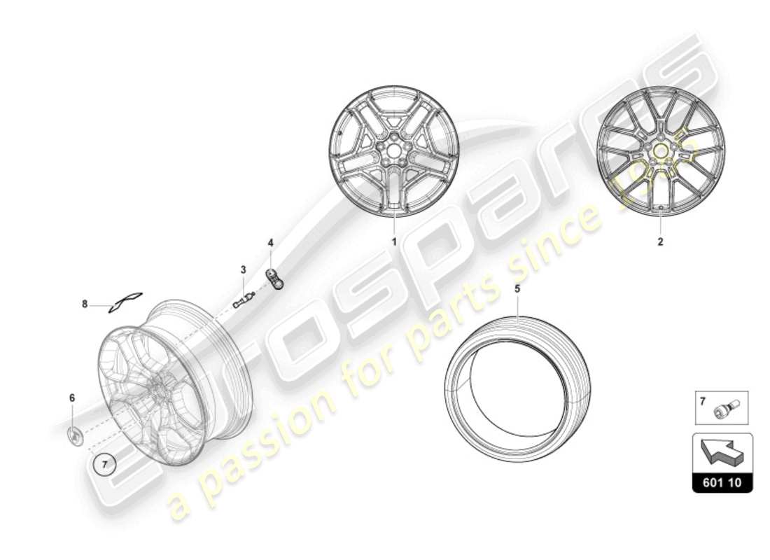lamborghini sterrato (2024) roues/pneus arrière schéma des pièces