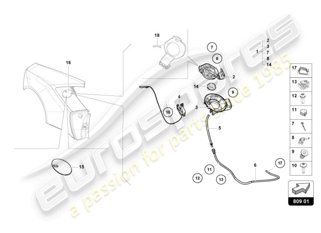 lamborghini sterrato (2023) trappe de remplissage de carburant schéma des pièces
