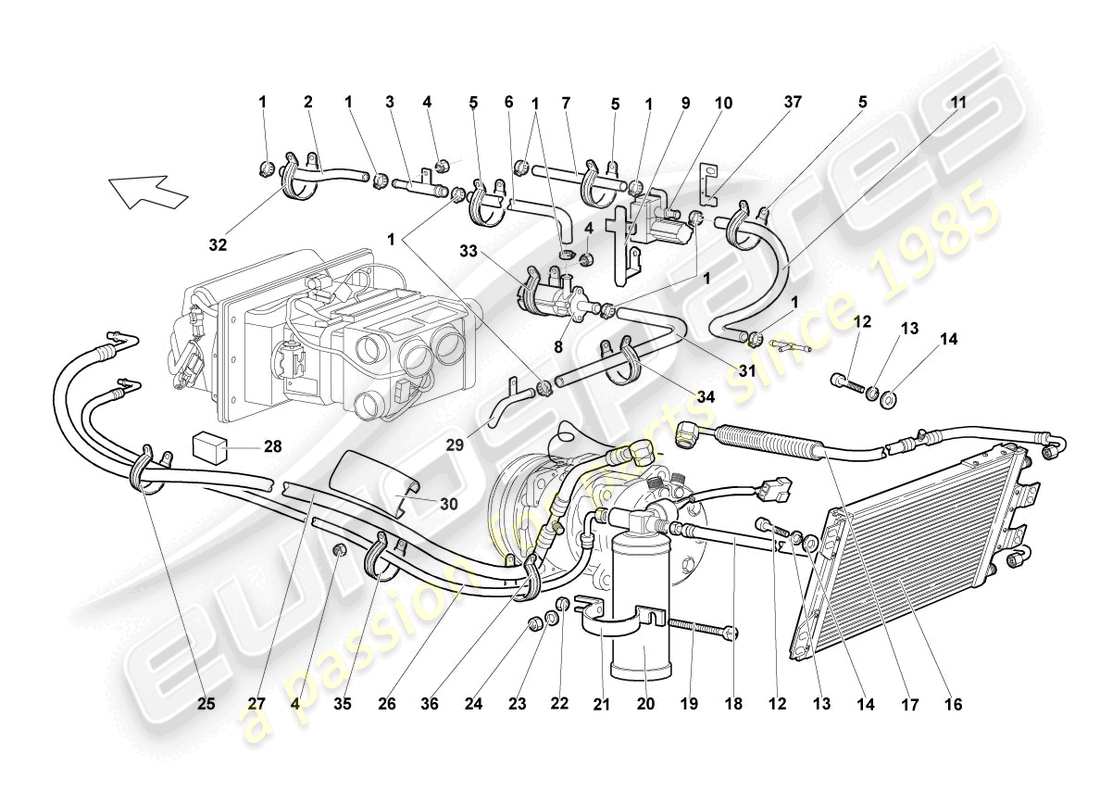 lamborghini reventon roadster diagramme des pièces du condenseur de climatisation