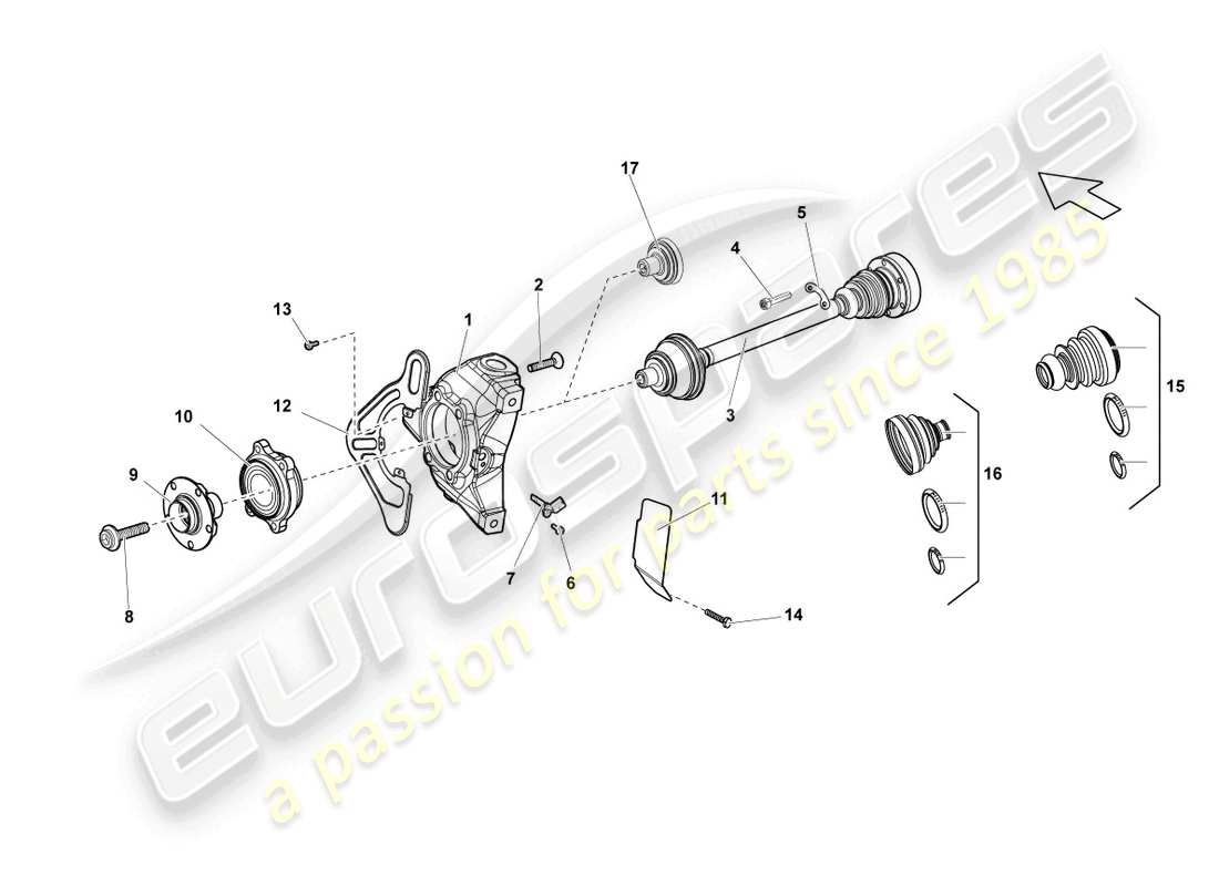 lamborghini gallardo coupe (2006) arbre de transmission avant schéma des pièces