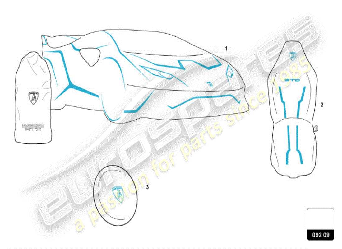 lamborghini huracan sto (accessories) ensemble de protection schéma des pièces