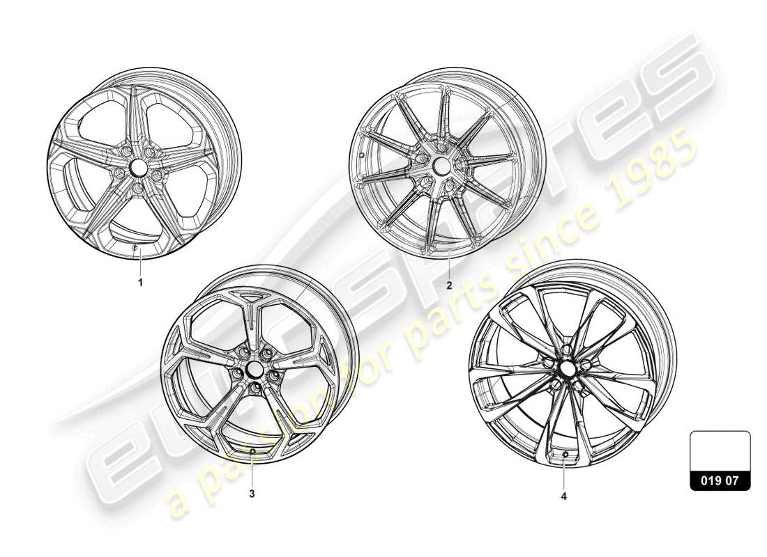 lamborghini urus performante (accessories) jante en aluminium schéma des pièces