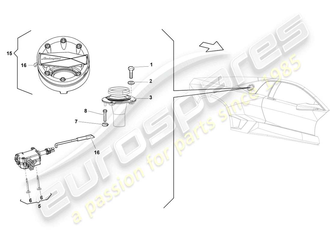 lamborghini reventon roadster trappe de remplissage de carburant schéma des pièces
