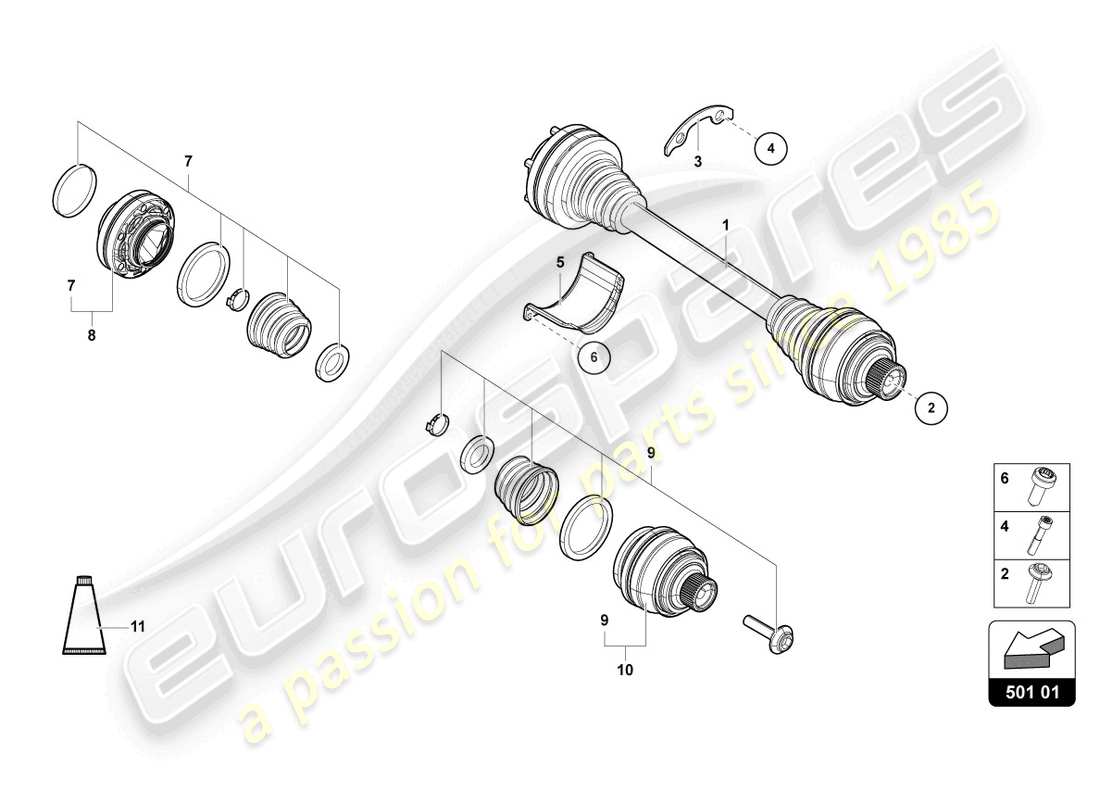 lamborghini urus s (2024) arbre d'essieu schéma des pièces