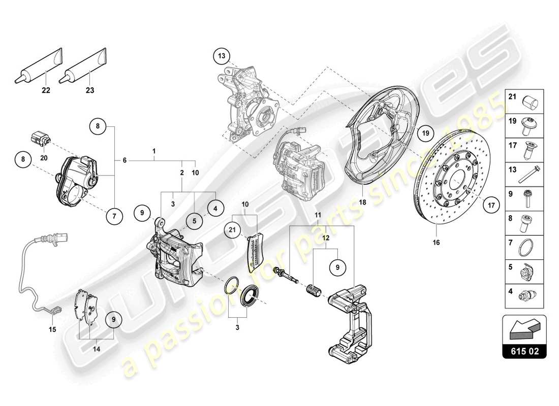 lamborghini urus (2022) frein à étrier fixe arrière schéma des pièces