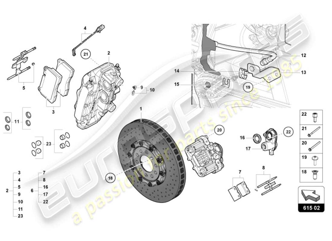 lamborghini ultimae (2022) disque de frein arrière schéma des pièces
