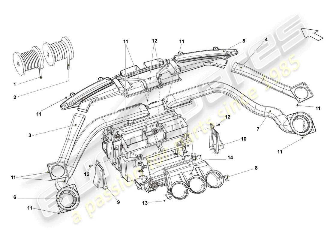 lamborghini lp550-2 spyder (2011) système de chauffage et de ventilation schéma des pièces