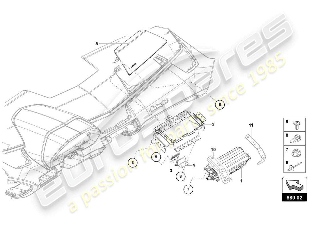 lamborghini lp770-4 svj roadster (2022) unité airbag schéma des pièces