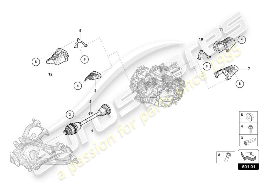 lamborghini sto (2024) arbre d'essieu arrière schéma des pièces