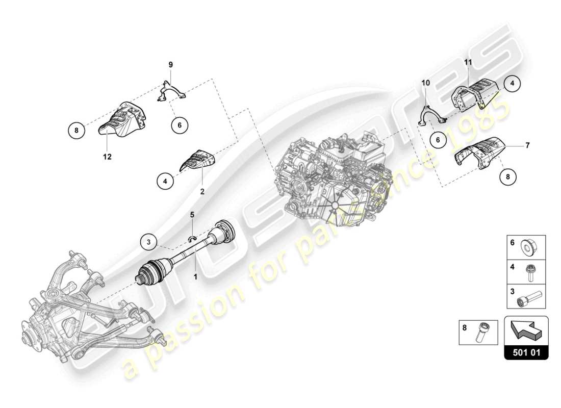 lamborghini tecnica (2023) arbre d'essieu arrière schéma des pièces