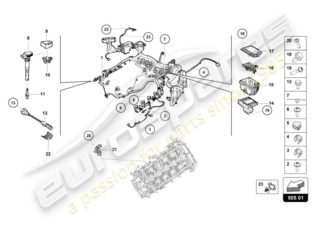 lamborghini tecnica (2023) système d'allumage schéma des pièces