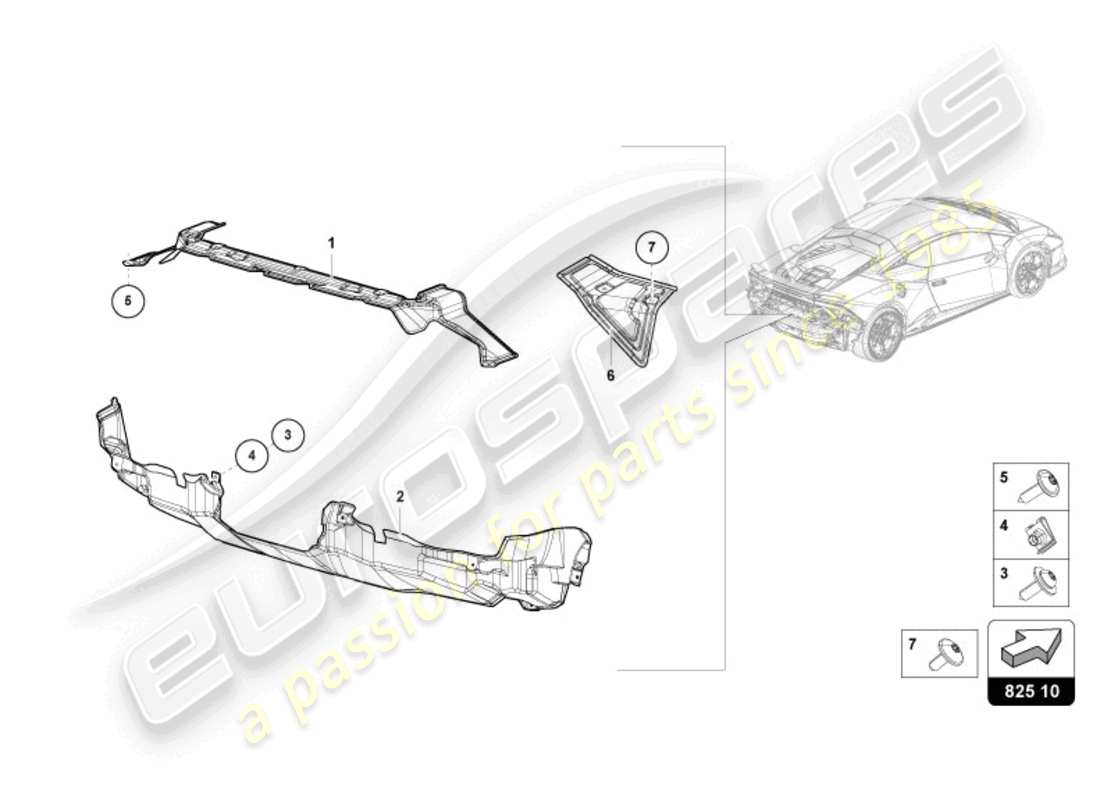 lamborghini tecnica (2024) schéma des pièces du bouclier thermique