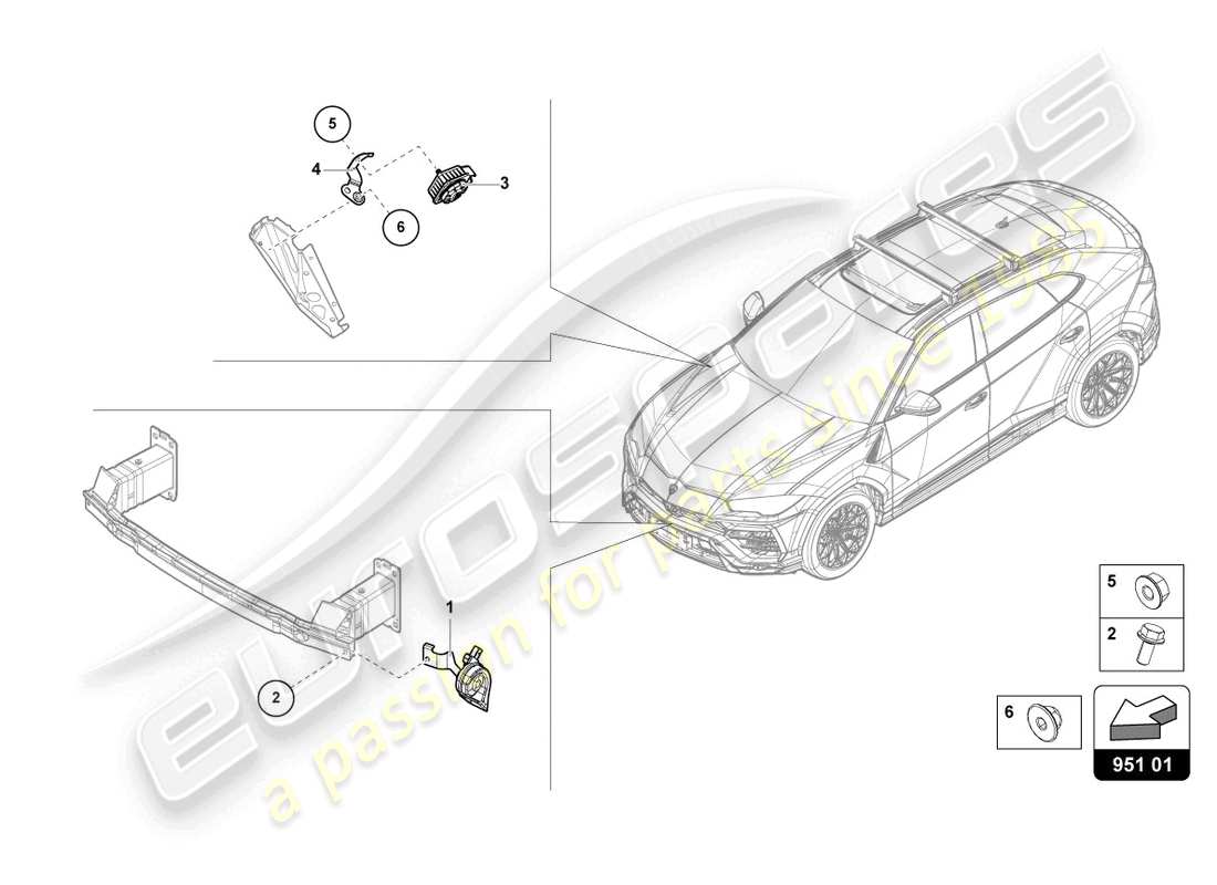 lamborghini urus (2020) avertisseur sonore schéma des pièces