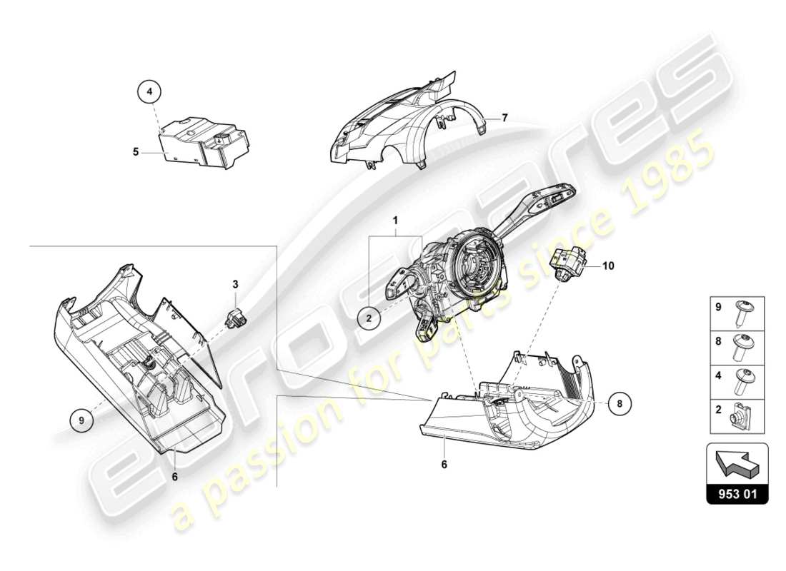 lamborghini urus (2022) colonne de direction. commutateur combiné schéma des pièces