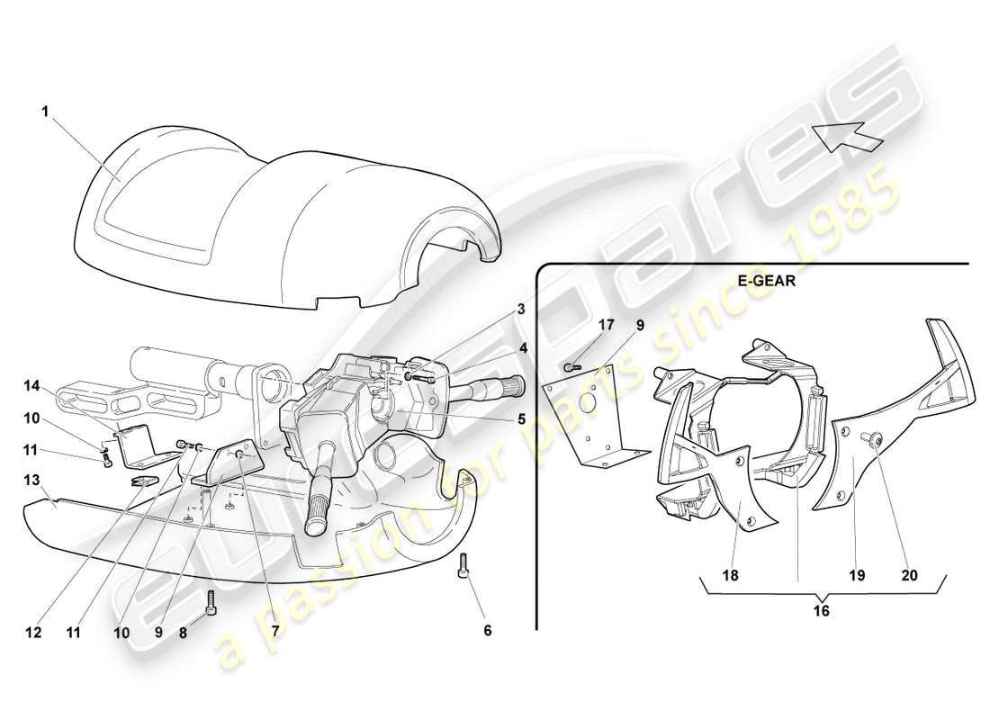 lamborghini reventon colonne de direction. commutateur combiné schéma des pièces