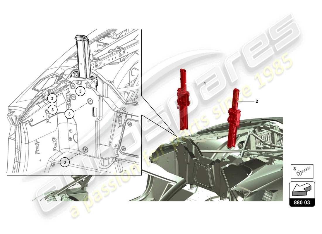 lamborghini lp770-4 svj roadster (2022) protection contre le surroulement schéma des pièces