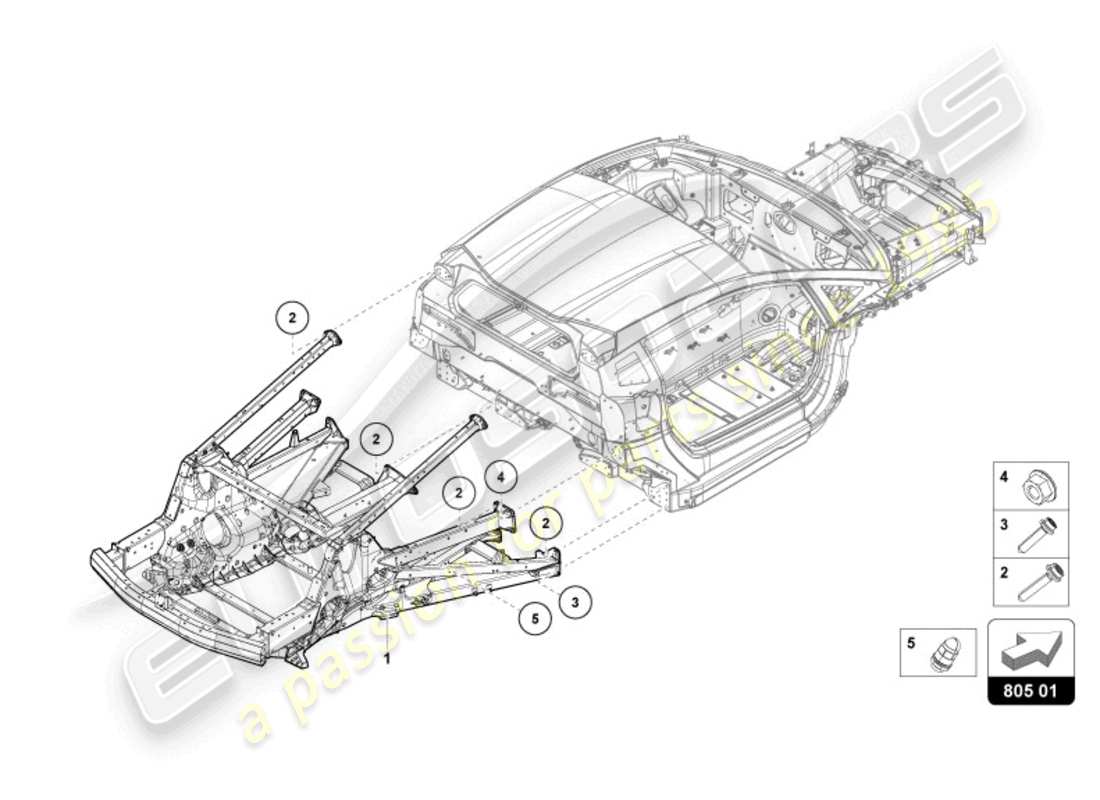 lamborghini revuelto coupe (2024) châssis arrière schéma des pièces