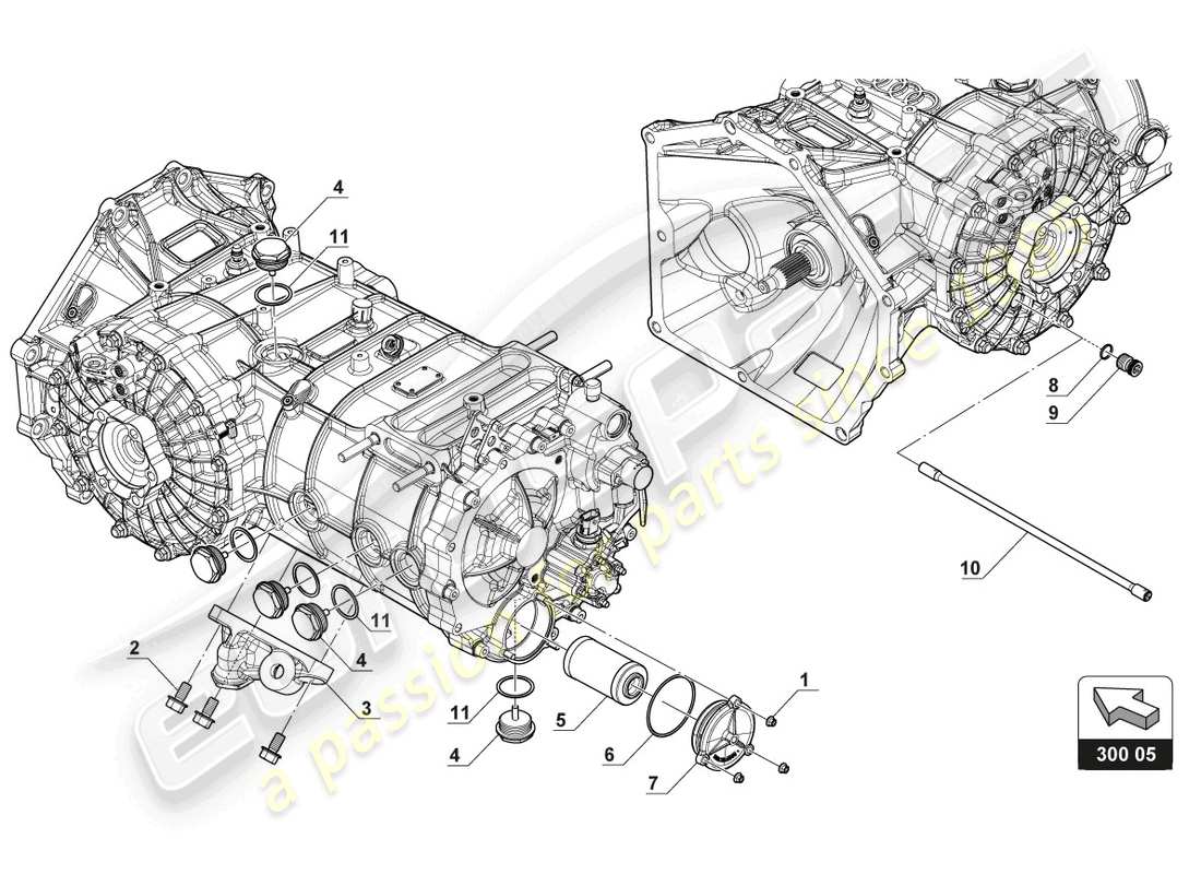 lamborghini gt3 (2017) filtre à huile de boîte de vitesses schéma des pièces