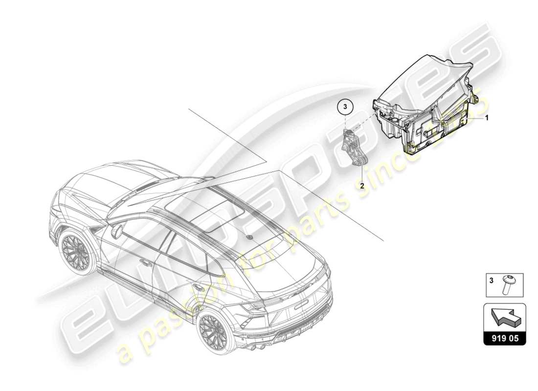 lamborghini urus (2022) unité de commande pour projection pare-brise (affichage tête haute) schéma des pièces