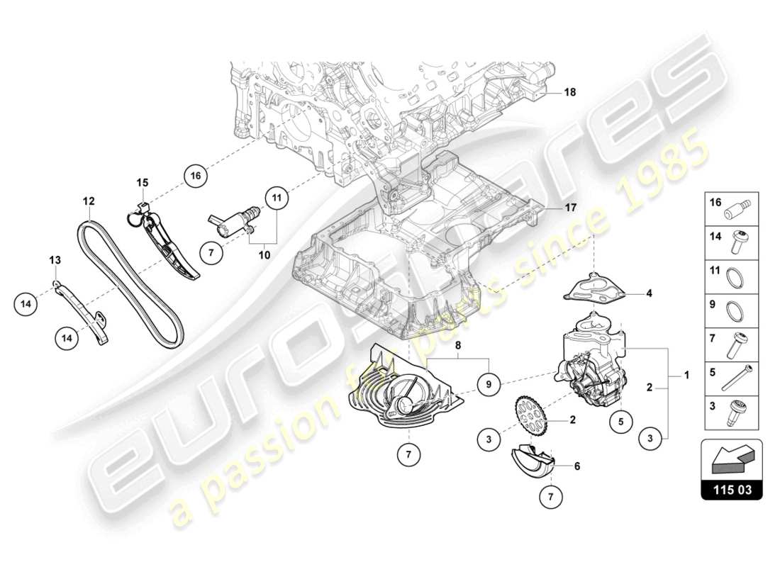 lamborghini urus (2020) la pompe à huile schéma des pièces