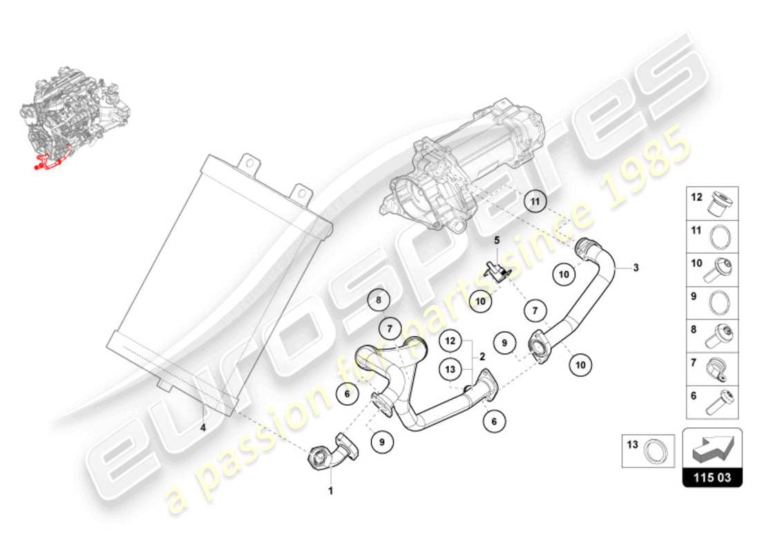 lamborghini revuelto coupe (2024) système hydraulique et récipient de fluide avec connect. pièces diagramme des pièces