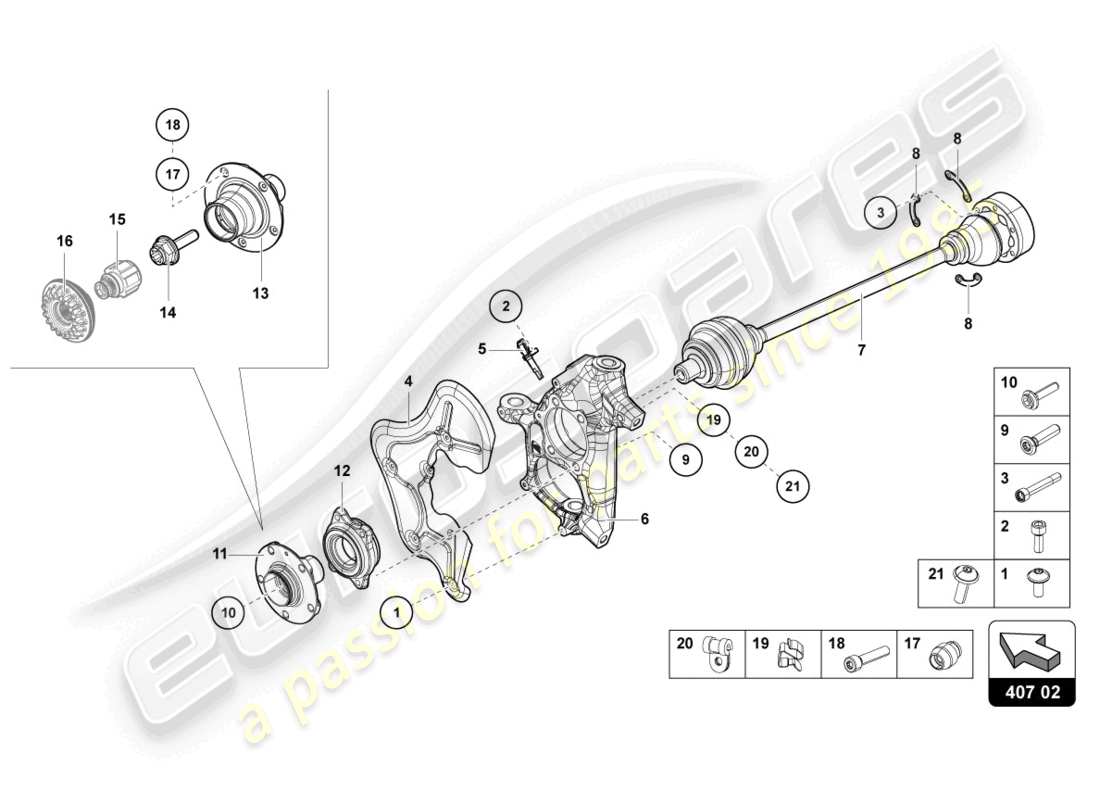 lamborghini lp770-4 svj roadster (2022) arbre d'entraînement avant schéma des pièces