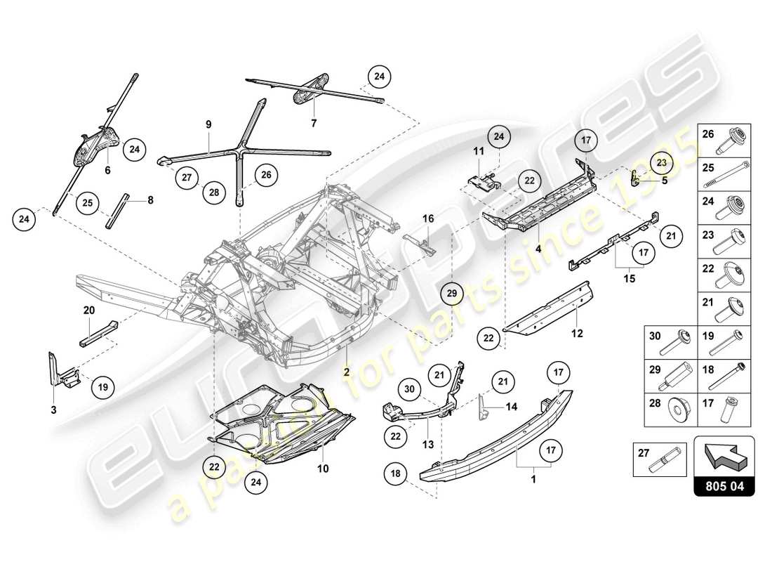 lamborghini sto (2023) châssis arrière, extérieur schéma des pièces