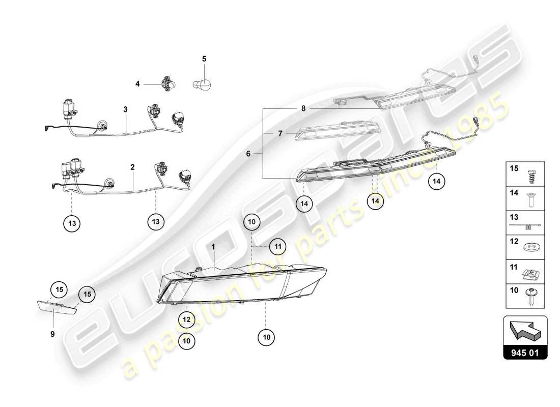 lamborghini ultimae (2022) feu arrière arrière schéma des pièces