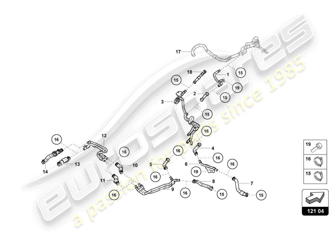 lamborghini evo spyder 2wd (2021) durites et tuyaux de refroidissement schéma des pièces