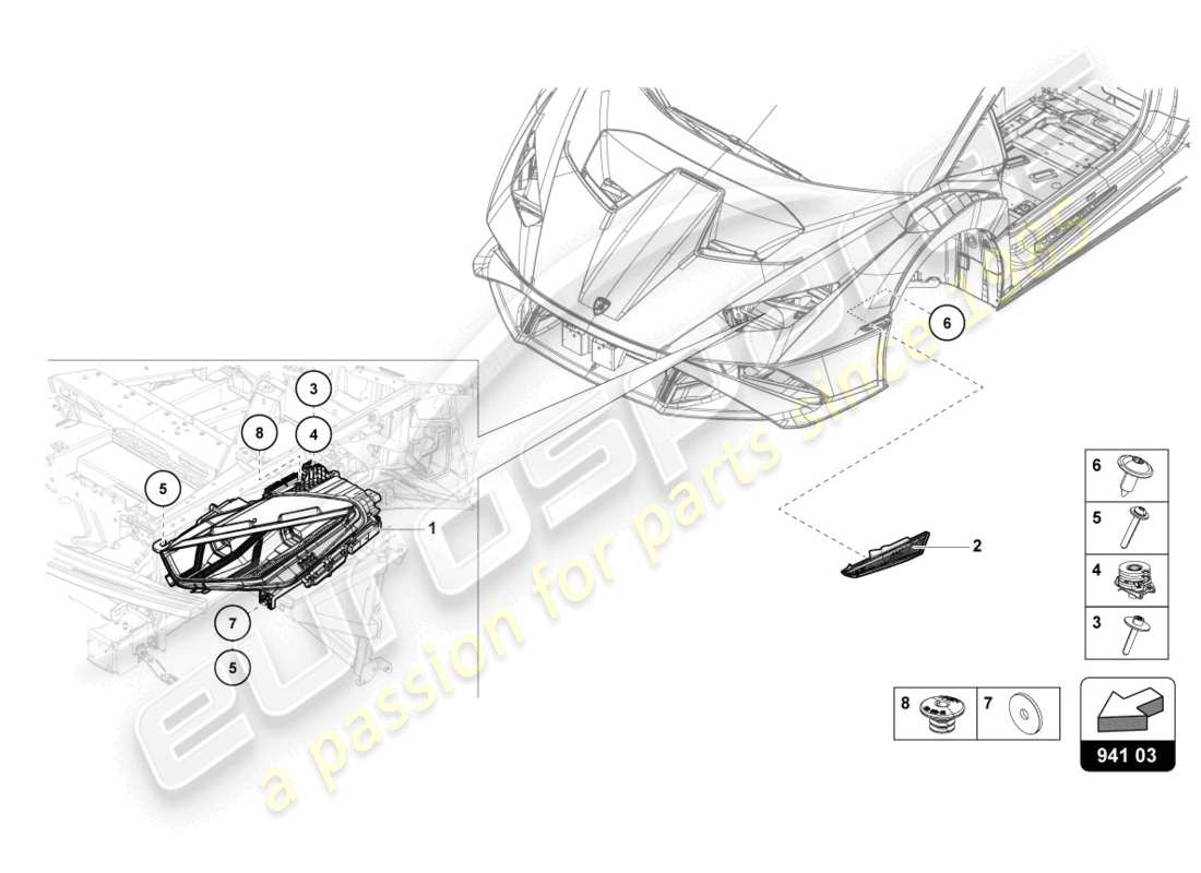 lamborghini sto (2022) phare led avant schéma des pièces