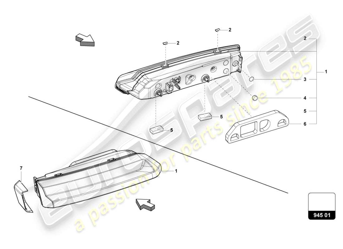 lamborghini urus (2021) phare supplémentaire arrière schéma des pièces