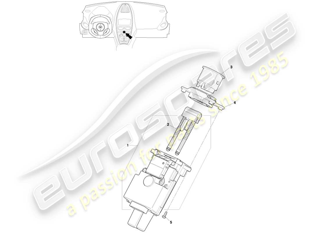 aston martin one-77 (2011) diagramme des pièces du module de démarrage/arrêt