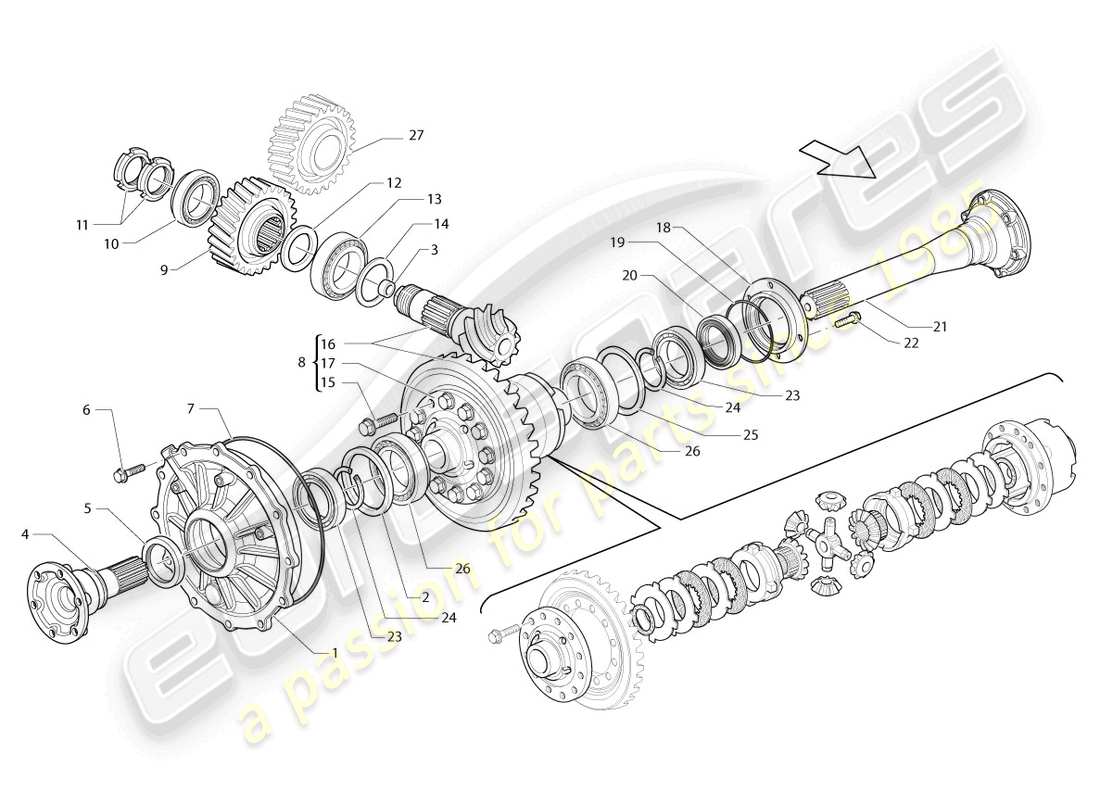 lamborghini lp550-2 spyder (2010) différentiel diagramme de pièce