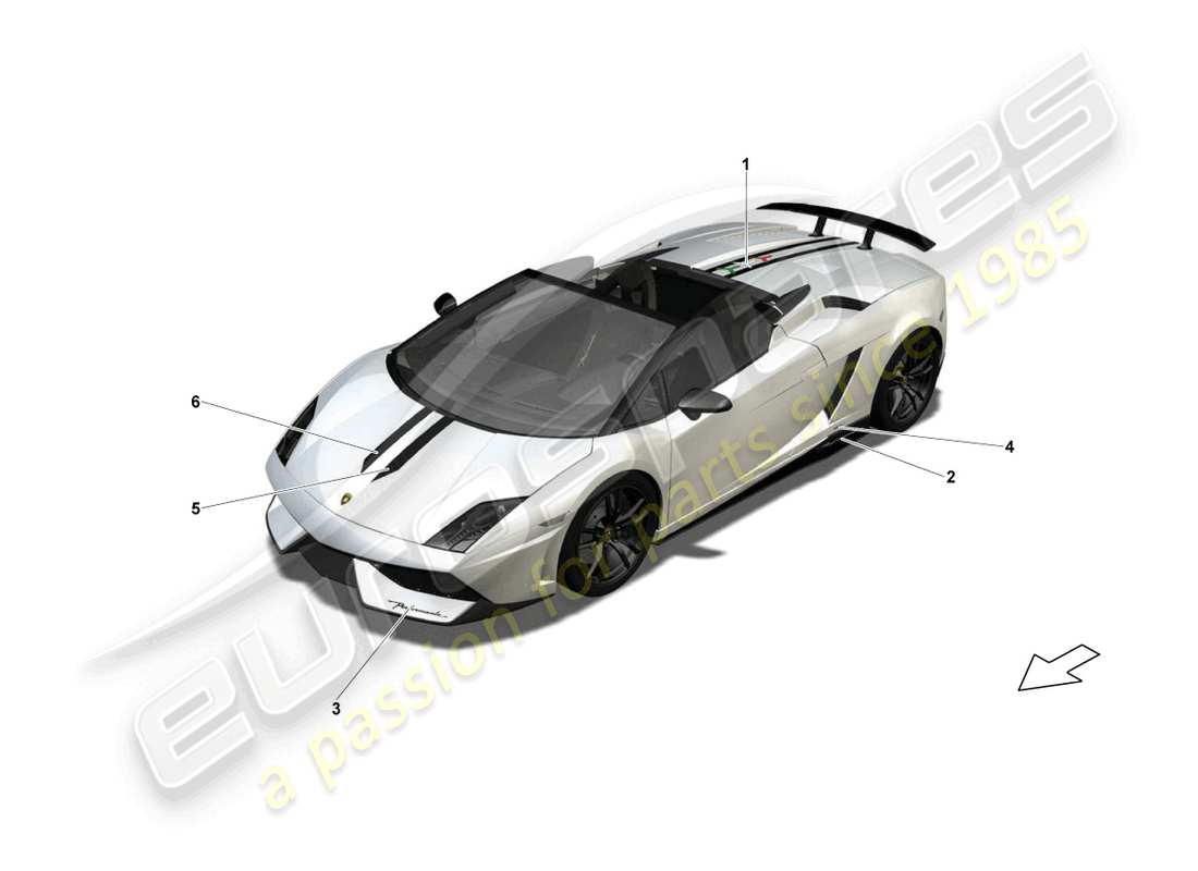 lamborghini lp570-4 spyder performante (2011) bandes adhésives décoratives schéma des pièces