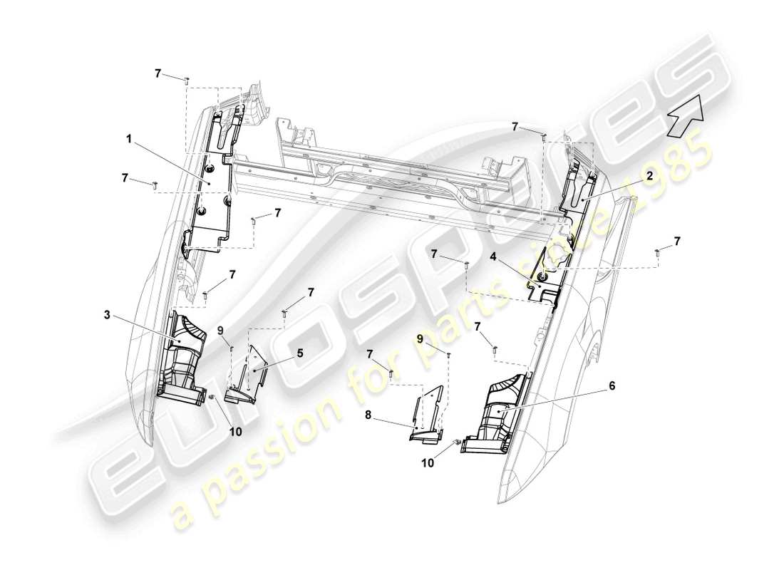 lamborghini lp550-2 spyder (2010) couvercle de compartiment moteur schéma des pièces