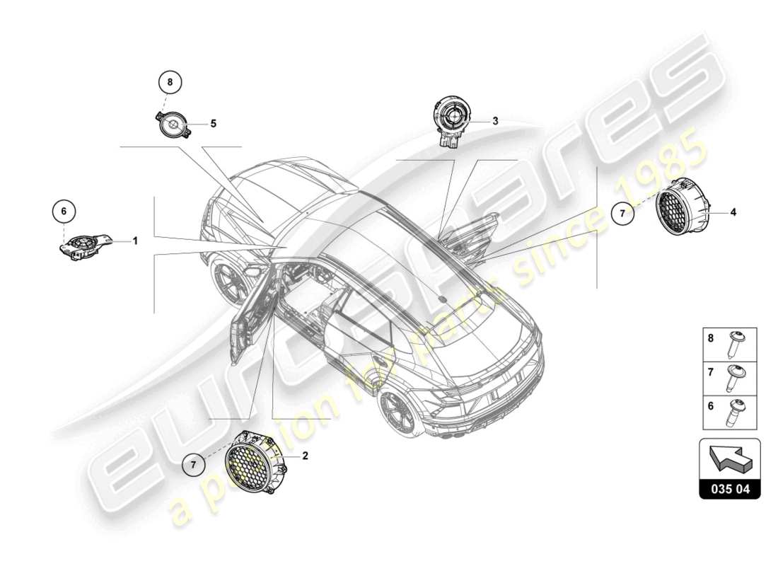 lamborghini urus (2019) pièces électriques pour système audio schéma des pièces