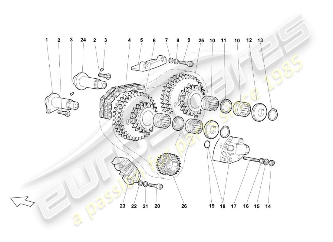 lamborghini lp640 roadster (2007) chaîne de distribution schéma des pièces