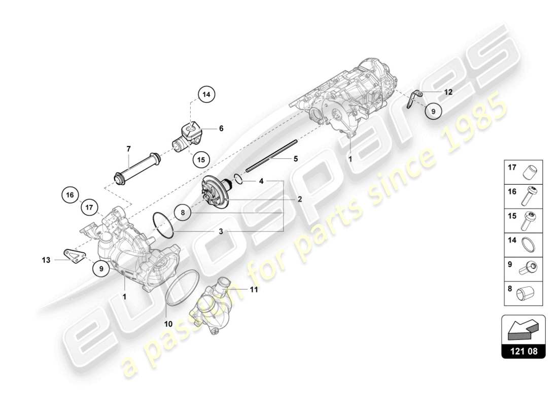lamborghini evo spyder 2wd (2021) fixation pour arbre intermédiaire de pompe à huile schéma des pièces