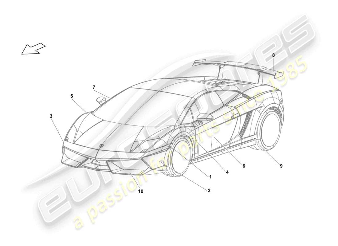 lamborghini blancpain sts (2012) bandes adhésives décoratives schéma des pièces